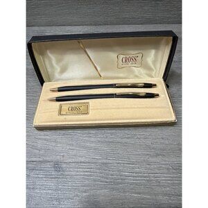 Cross Classic Black Pen & Pencil Set 2501 | 23K Gold Trim | Vintage w/ Box
